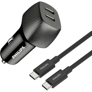 شارژر فندکی فست شارژ فیلیپس Philips مدل DLP5522CC توان 60 وات با کابل