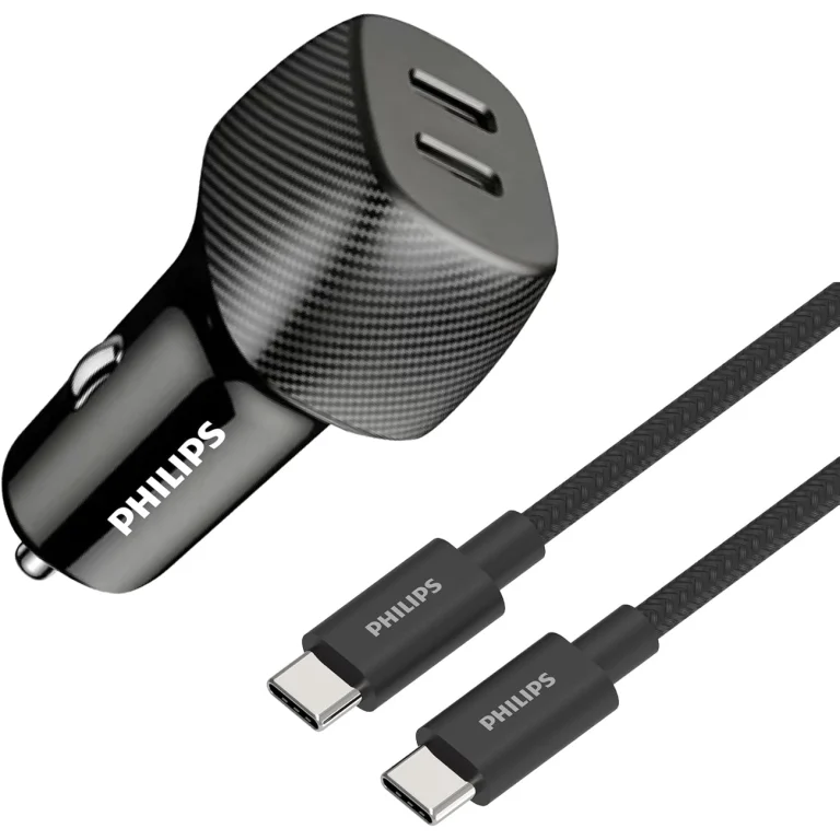شارژر فندکی فست شارژ فیلیپس Philips مدل DLP5522CC توان 60 وات با کابل